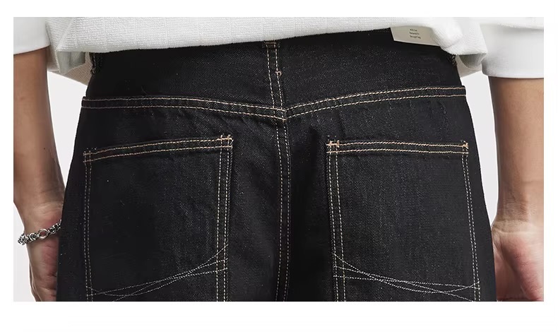Men&rsquo;s man mens petite-, tall-, plus-, size Loose Straight Washed Jeans Spring Summer Trousers Collection Topstitch Design Casual Jeans Pants in black