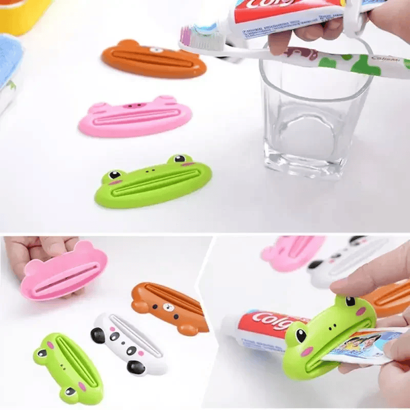 Kawaii Cute Animal Multifunction Toothpaste Squeezer Home accessory Commodity Bathroom Tube Cartoon Toothpaste Dispenser 1pcs in Green Frog, White Panda, Pink Pig, Brown Bear designs bathroom accessories 