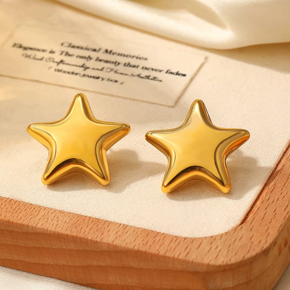 Star Earrings   Genflex unisex waterproof non-tarnish 18K Gold Plated Stainless Steel Women’s Men’s Stars shape hollow Jewellery  for man woman in golden-, silver-, color Mens Womens fashion earring Jewelry