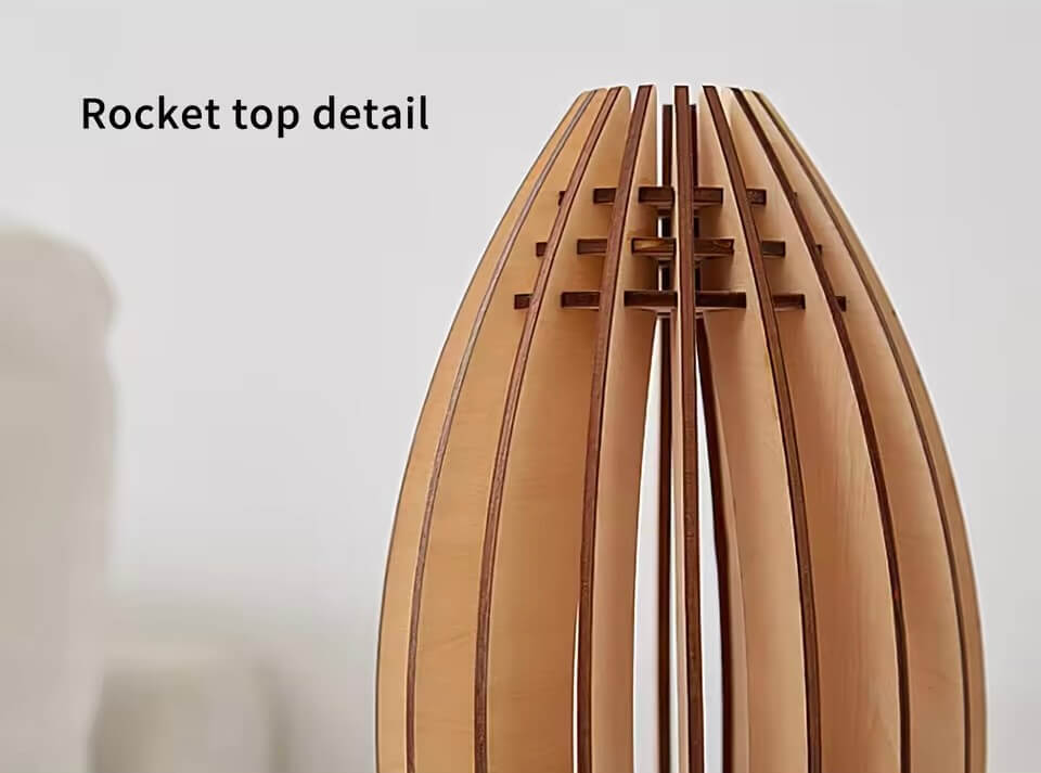 Wooden LED Space Rocket Lamp Handmade Wood Carving Rockets Night Lights Decorative Desktop Table Lamps Kids Children Gifts Bedroom Study room home decor