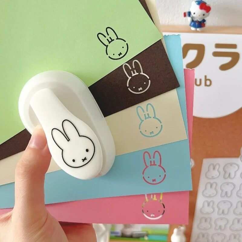 Japanese Cartoon Rabbit Miffy Series manual hole-punch Embossing Machine Exquisite Creativity Handmade DIY Greeting Card Pattern Office Stationery Seal Puncher stamp in white