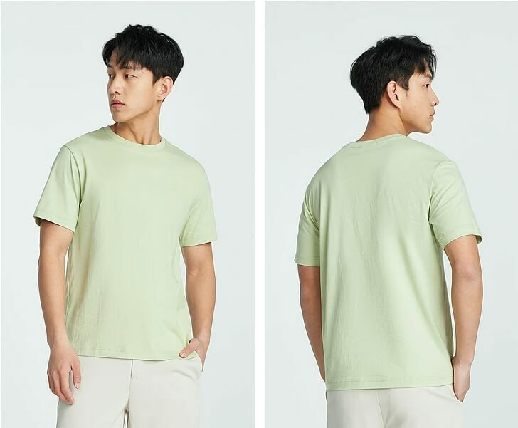 Classic Crewneck T-Shirt green  Men‘s Short Sleeves round crew neck 100% Cotton broadcloth Summer Fashion Comfort Tee Multi Color Tops O-neck T-shirts for man in light-green Mens petite-, tall-, plus-, size Meters bonwe Basic Solid Color High-Quality Brand