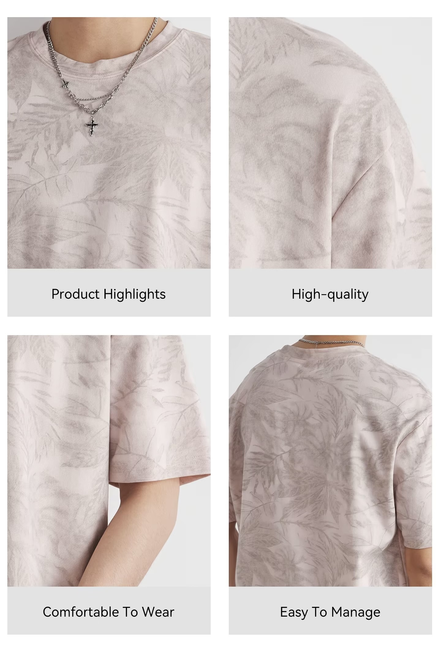 Men’s man mens petite-, tall-, plus-, size Gradient Leaf Print graphic Summer Loose Crew Neck Trendy Versatile Commute wfh office workwear Short Sleeves crewneck T-Shirt Tops T-Shirts in pink