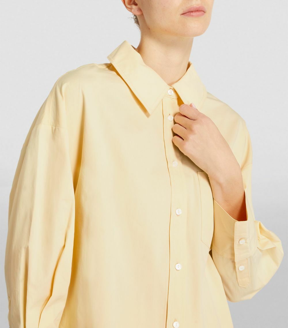 Mika Shirt yellow   miteigi Women's workwear Blouses Tops Versatile Senses Bottoming hem Pocket Annie Bing Brand Design Long sleeves turn-down collar Shirts for woman Spring Summer Fall Autumn womens Fashion season