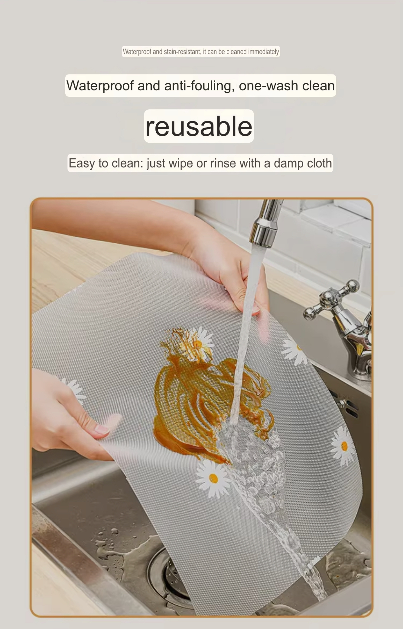 Daisy Drawer Mat      Japanese Paper Household accessories cabinets waterproof lining pads roll Kitchen drawers wardrobes mildew proof grease stickers underlay liners mats white with yellow daisies