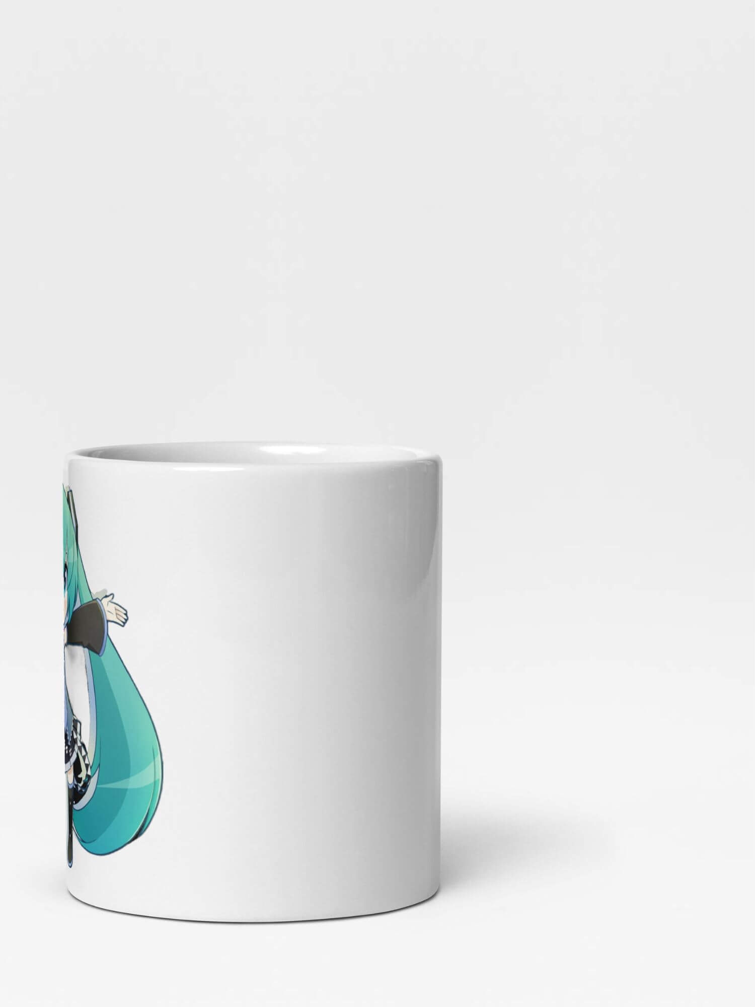 Hatsune Miku Welcome Mug      Cartoon female teens this way please character glossy drinks cup coffee, tea, juice, milk drinking cups miteigi branded product item tumblers ceramics in white with blue green multicolor pattern Ceramic Anime Gifts girls teenagers y2k generation Japanese mugs