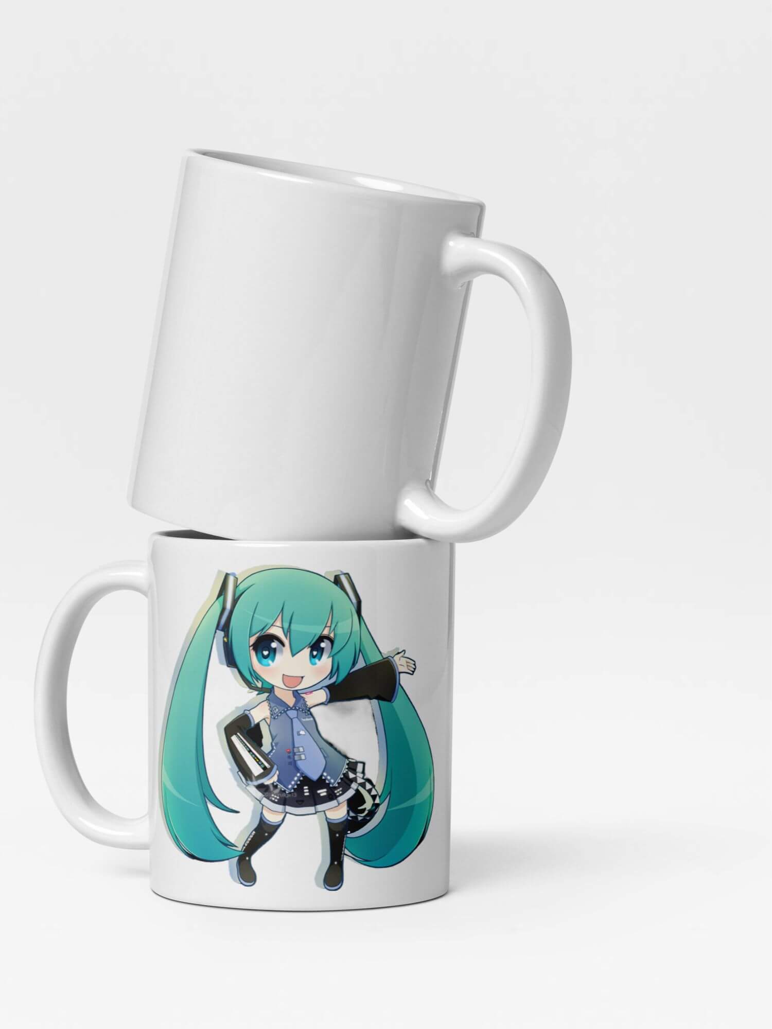 Hatsune Miku Welcome Mug      Cartoon female teens this way please character glossy drinks cup coffee, tea, juice, milk drinking cups miteigi branded product item tumblers ceramics in white with blue green multicolor pattern Ceramic Anime Gifts girls teenagers y2k generation Japanese mugs