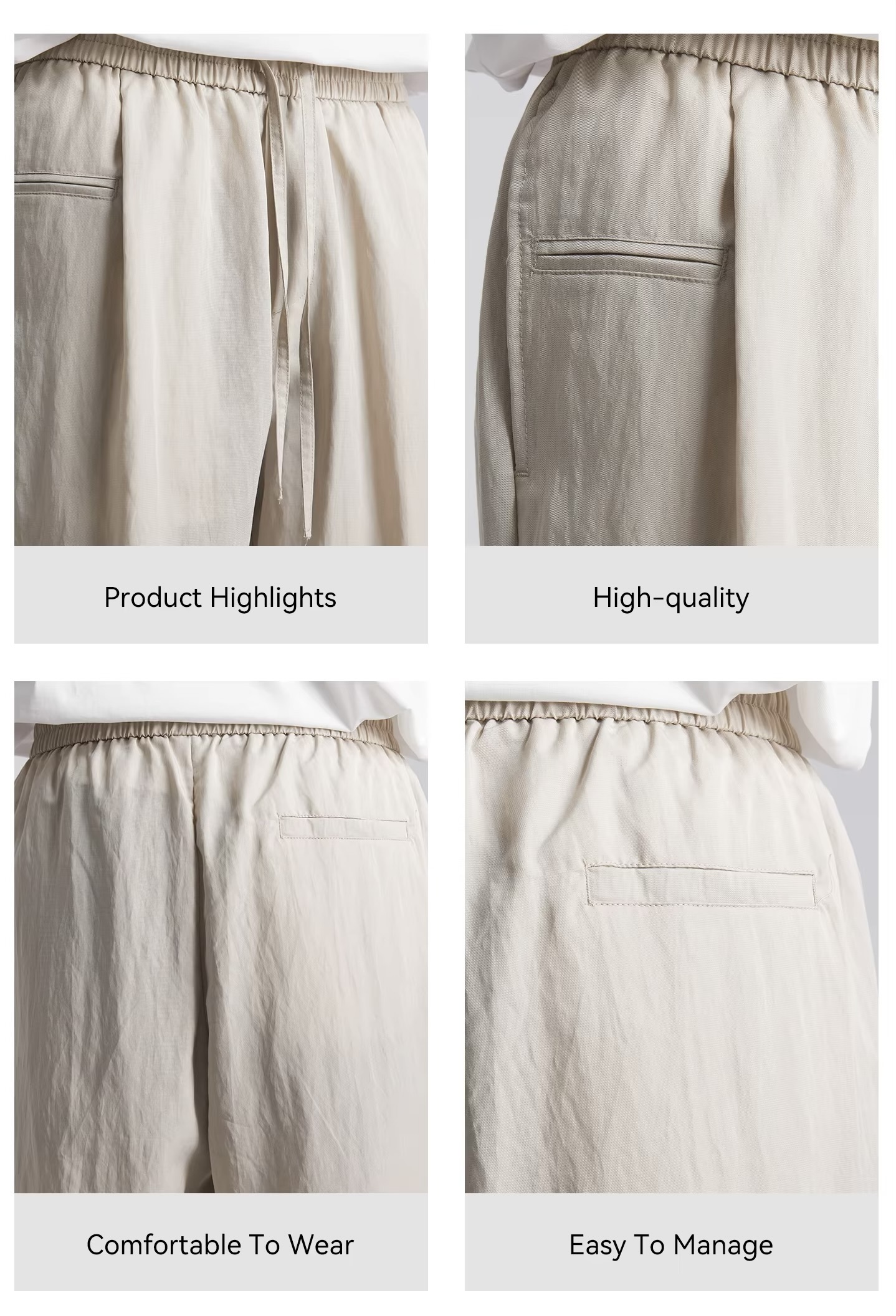 Men’s man mens petite-, tall-, plus-, size Lyocell Cotton Summer Solid Color Drawstring Elastic Waist drawcord Wide Leg Five Points Sports CasualShorts short Pants in apricot