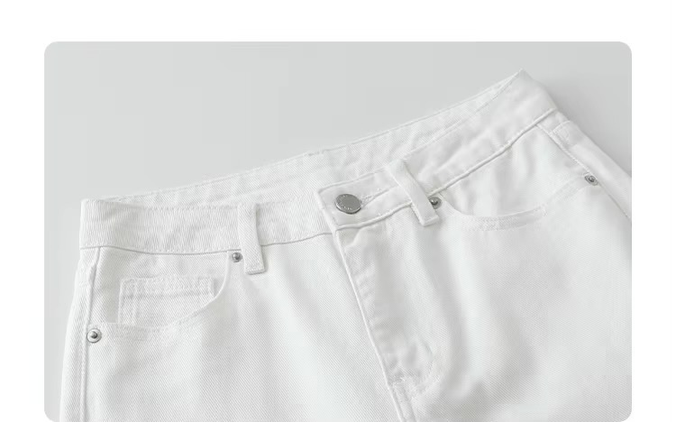 Women&rsquo;s woman womens petite-, tall-, plus-, size Loose Straight Washed button close Denim Jeans Spring Summer Trousers Collection Topstitch Design Casual Jeans Pants in white