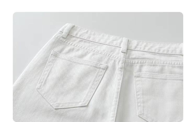 Women&rsquo;s woman womens petite-, tall-, plus-, size Loose Straight Washed button close Denim Jeans Spring Summer Trousers Collection Topstitch Design Casual Jeans Pants in white