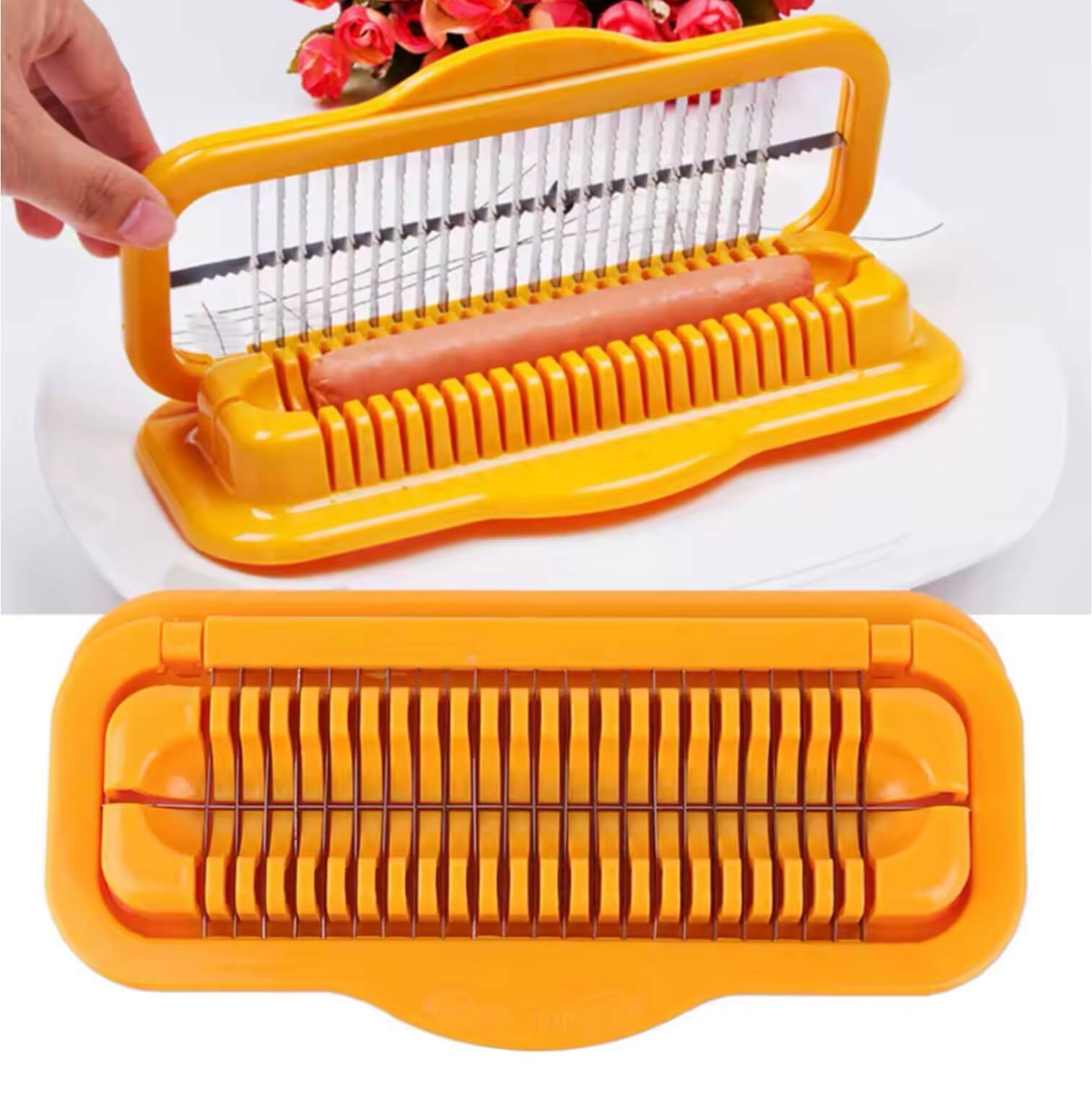 Multifunctional Hot Dog Sausage Ham Banana Peel Cutters Kitchen Preparation slicers gadget accessories Tool in yellow