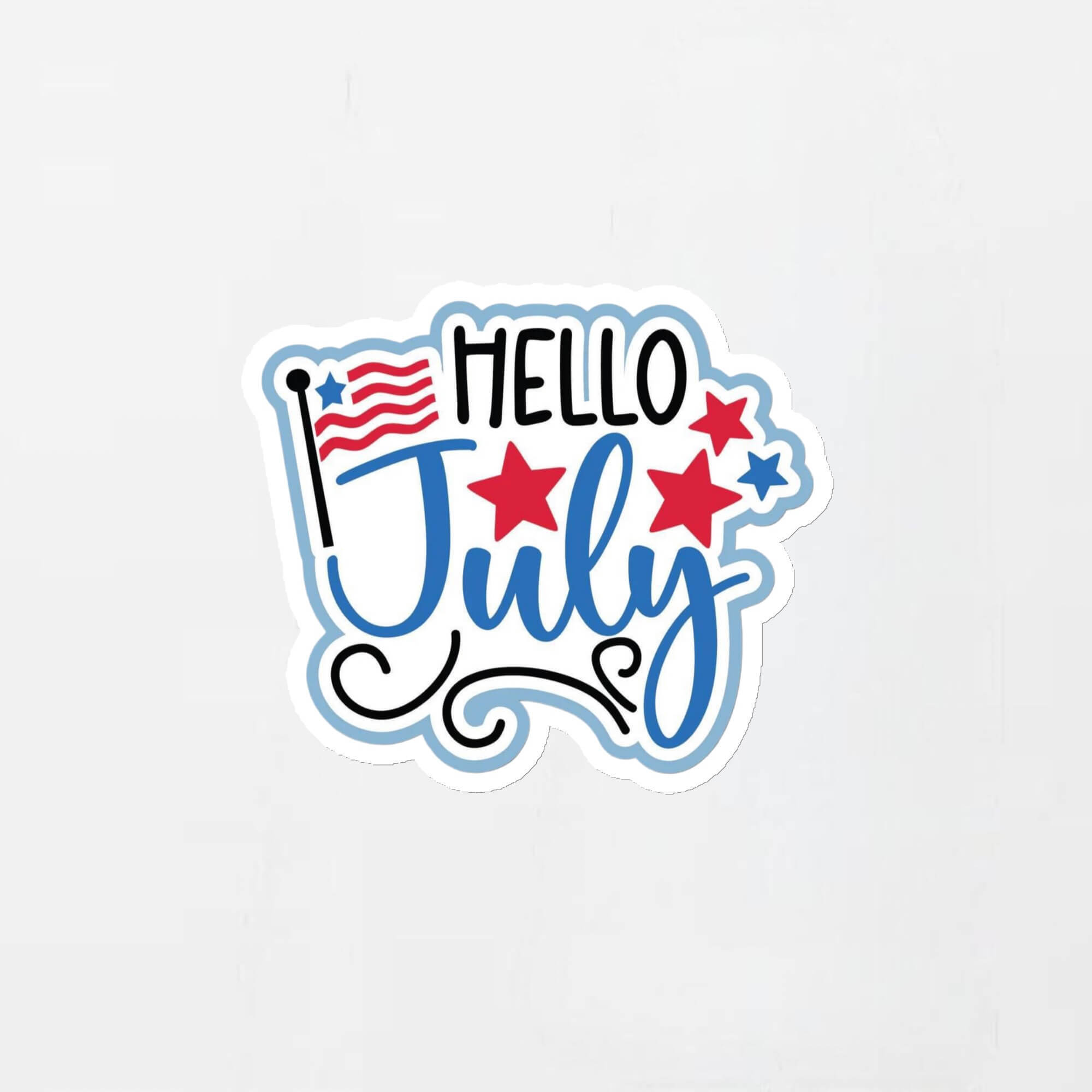 Hello July USA Magnet  American months of the year in white with blue and red design United States Of America anime refrigerator magnets for Kitchen fridge office 