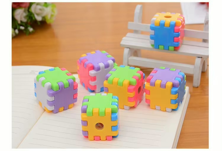 Office school home study room Kawaii Creative Blocks Pencil Sharpener Stationery accessory Supplies Novelty Gift Cube sharpeners Funny accessories in multi color