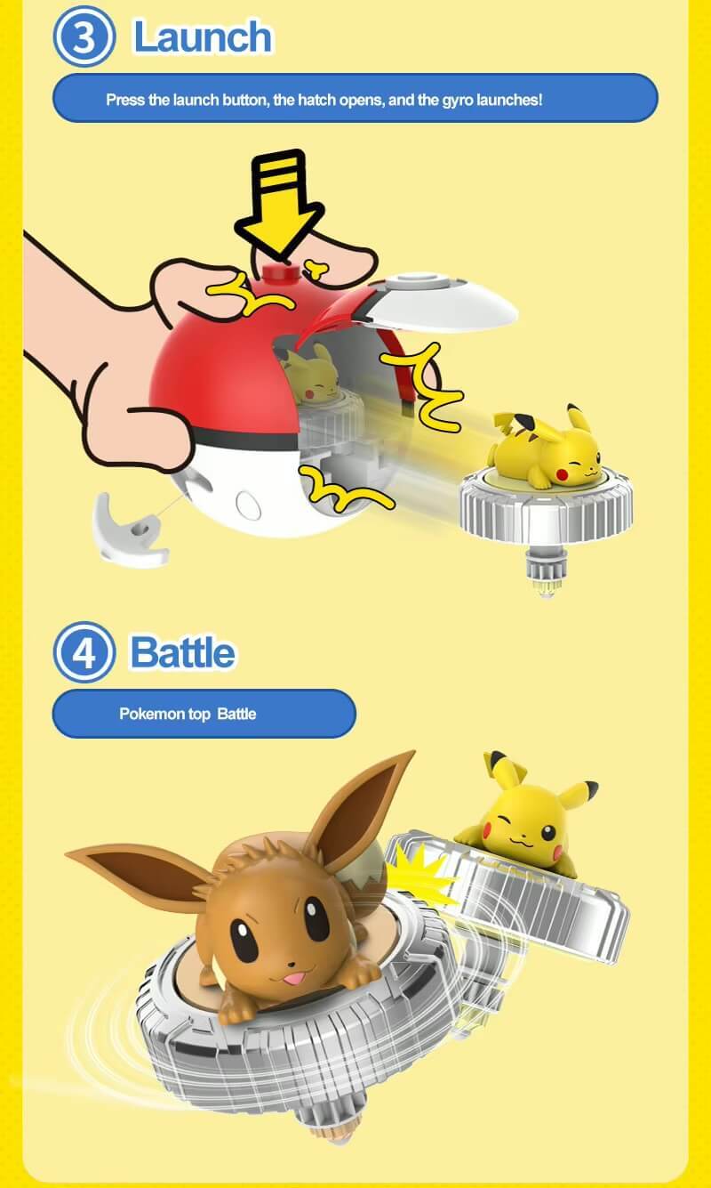 Original Pokemon Pikachu Spinning Top Arena Cartoon Anime Figure Pull Monster Elf Ball Go Battle Game Boy Girl Kids Child children’s Birthday Gift, Pikachu-, Eevee-, Mew-, Squirtle-, Charmander-, unboxed, boxed TAKARA TOMY toys