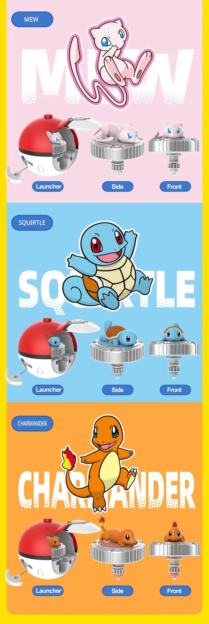 Original Pokemon Pikachu Spinning Top Arena Cartoon Anime Figure Pull Monster Elf Ball Go Battle Game Boy Girl Kids Child children’s Birthday Gift, Pikachu-, Eevee-, Mew-, Squirtle-, Charmander-, unboxed, boxed TAKARA TOMY toys