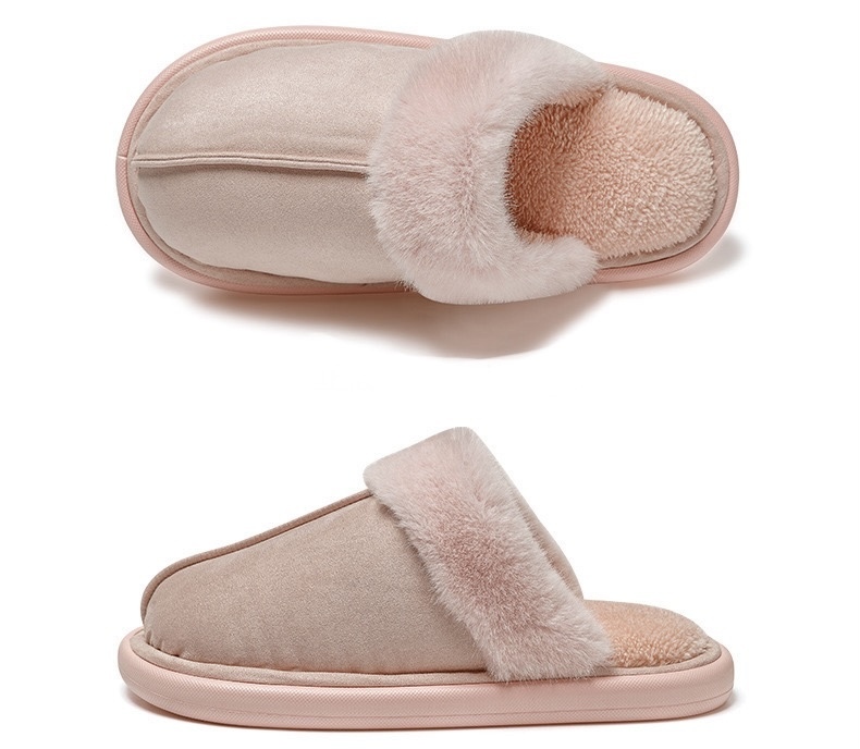 Vegan Fur Suede Slippers   Anywear Unisex Women’s Men’s Winter Soft Sole Cozy Plush Slides Warm faux Furry Slides Home Indoor Cotton mens womens Footwear for man woman in pink