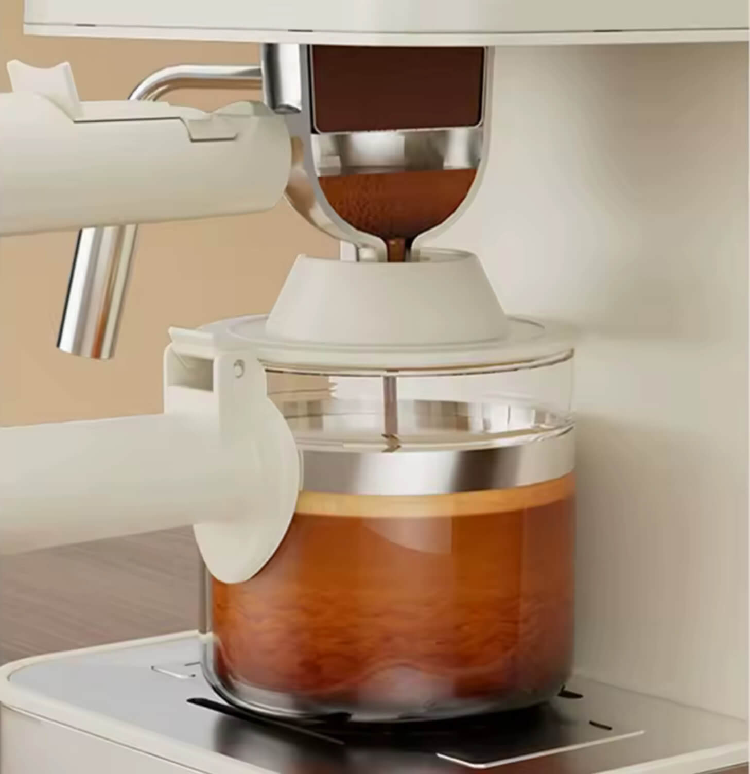 Pump Pressure Italian Automatic Coffee Machine 5Bar American Espresso Cafe Maker Tea Boiler Cappuccino Latte Milk Foam Frother in cream, black color