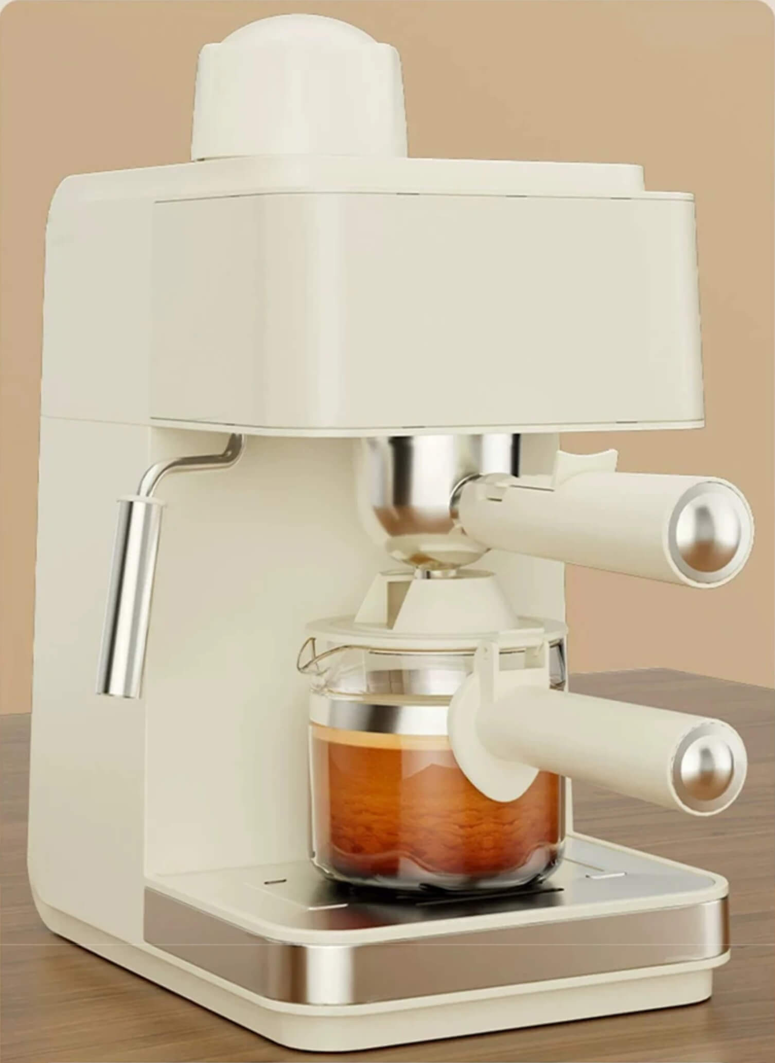 Pump Pressure Italian Automatic Coffee Machine 5Bar American Espresso Cafe Maker Tea Boiler Cappuccino Latte Milk Foam Frother in cream, black color