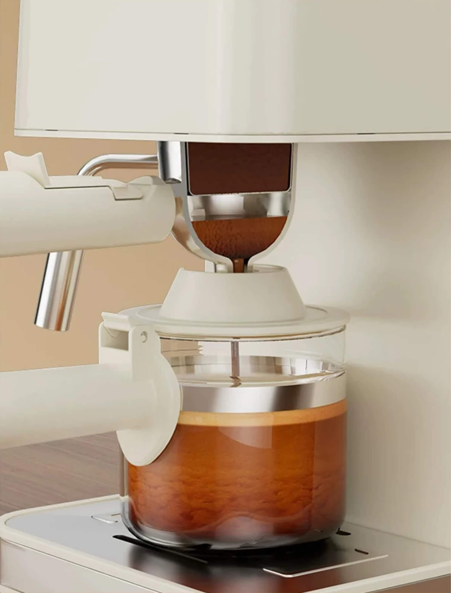 Pump Pressure Italian Automatic Coffee Machine 5Bar American Espresso Cafe Maker Tea Boiler Cappuccino Latte Milk Foam Frother in cream, black color