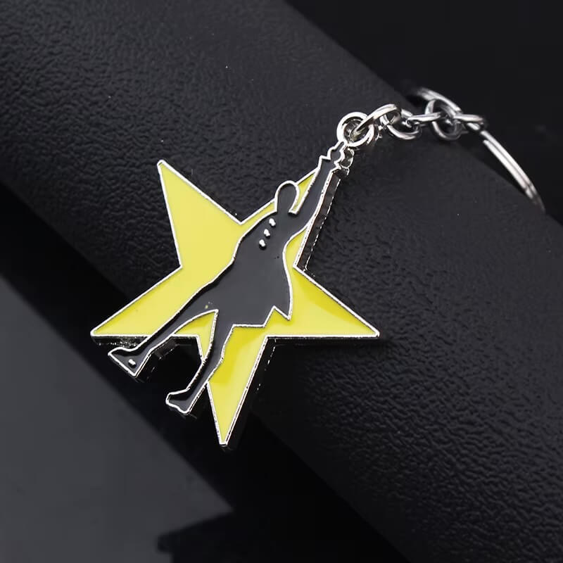 Broadway Musical Hamilton Key Holder Bag Student Women Travel Card Cover Badge Car Keychain Decorations Gifts, keychains charms in yellow with black silver