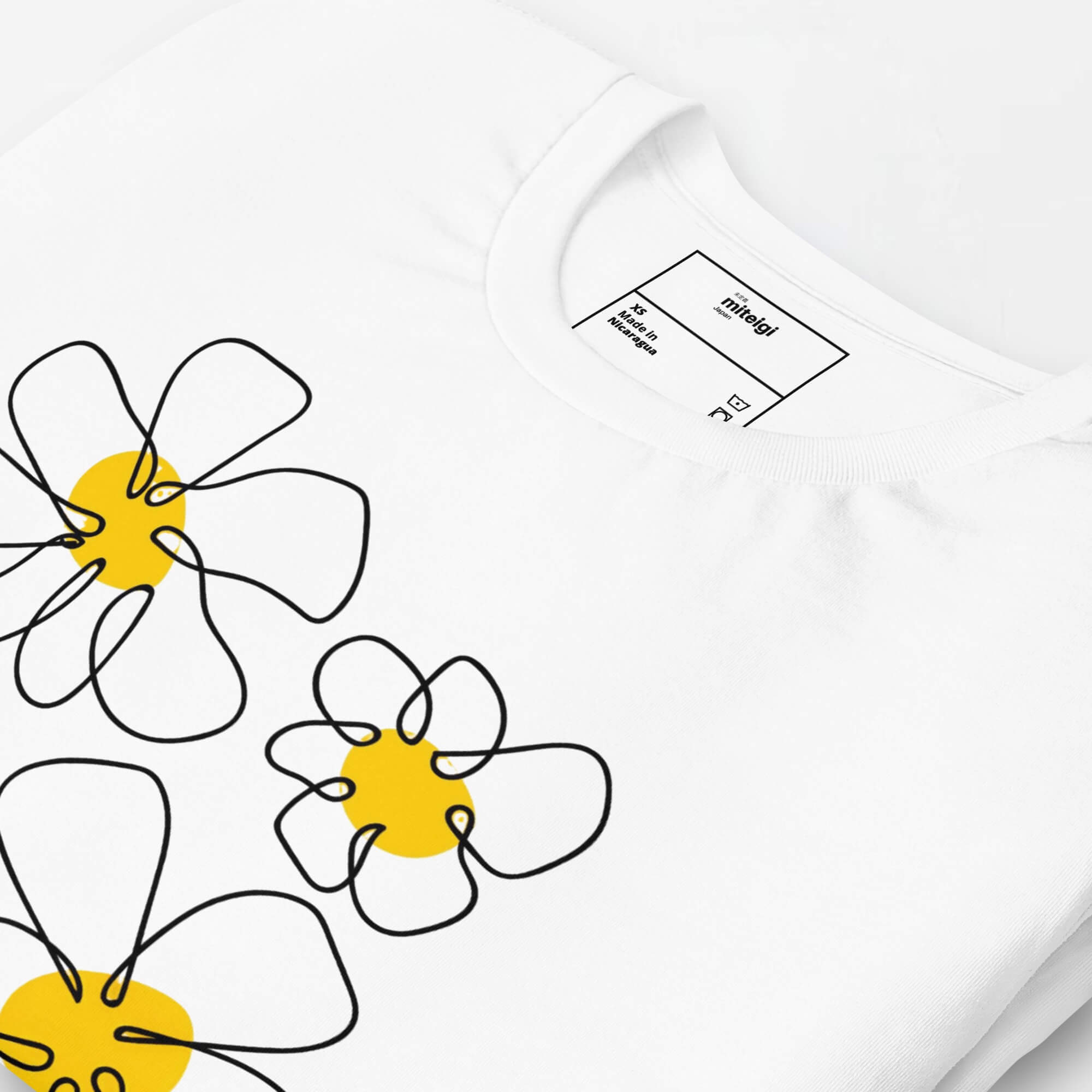 Bella + Canvas Logo Crewneck T-Shirt     Unisex anywear Women’s Men's Short Sleeves o-neck Japanese Casual Solid Color Cartoon floral letter print Logo Branded product item Beach travel vacation holiday getaway womens mens crew neck round Tops T-Shirts for petite, tall-, plus-, size man woman flowers tees in white with yellow design