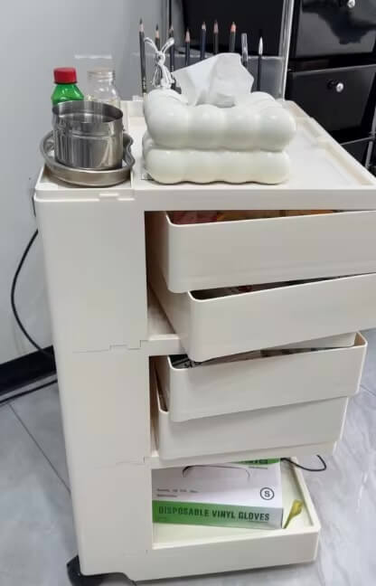 Living Room Bedroom Kitchen Office Multifunctional Rotatable drawer Wind Bedside Trolley Snacks Cosmetics cleaning products Shelves Sundries Storage Cabinets 2-, 3-, layer drawers on castor wheels with top divider compartmentalized shelf shelving in cream color 2-, 4-, Drawers