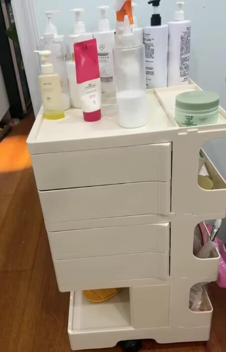 Living Room Bedroom Kitchen Office Multifunctional Rotatable drawer Wind Bedside Trolley Snacks Cosmetics cleaning products Shelves Sundries Storage Cabinets 2-, 3-, layer drawers on castor wheels with top divider compartmentalized shelf shelving in cream color 2-, 4-, Drawers