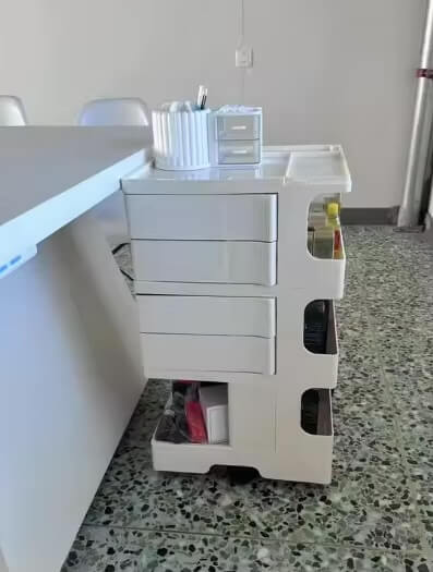 Living Room Bedroom Kitchen Office Multifunctional Rotatable drawer Wind Bedside Trolley Snacks Cosmetics cleaning products Shelves Sundries Storage Cabinets 2-, 3-, layer drawers on castor wheels with top divider compartmentalized shelf shelving in cream color 2-, 4-, Drawers