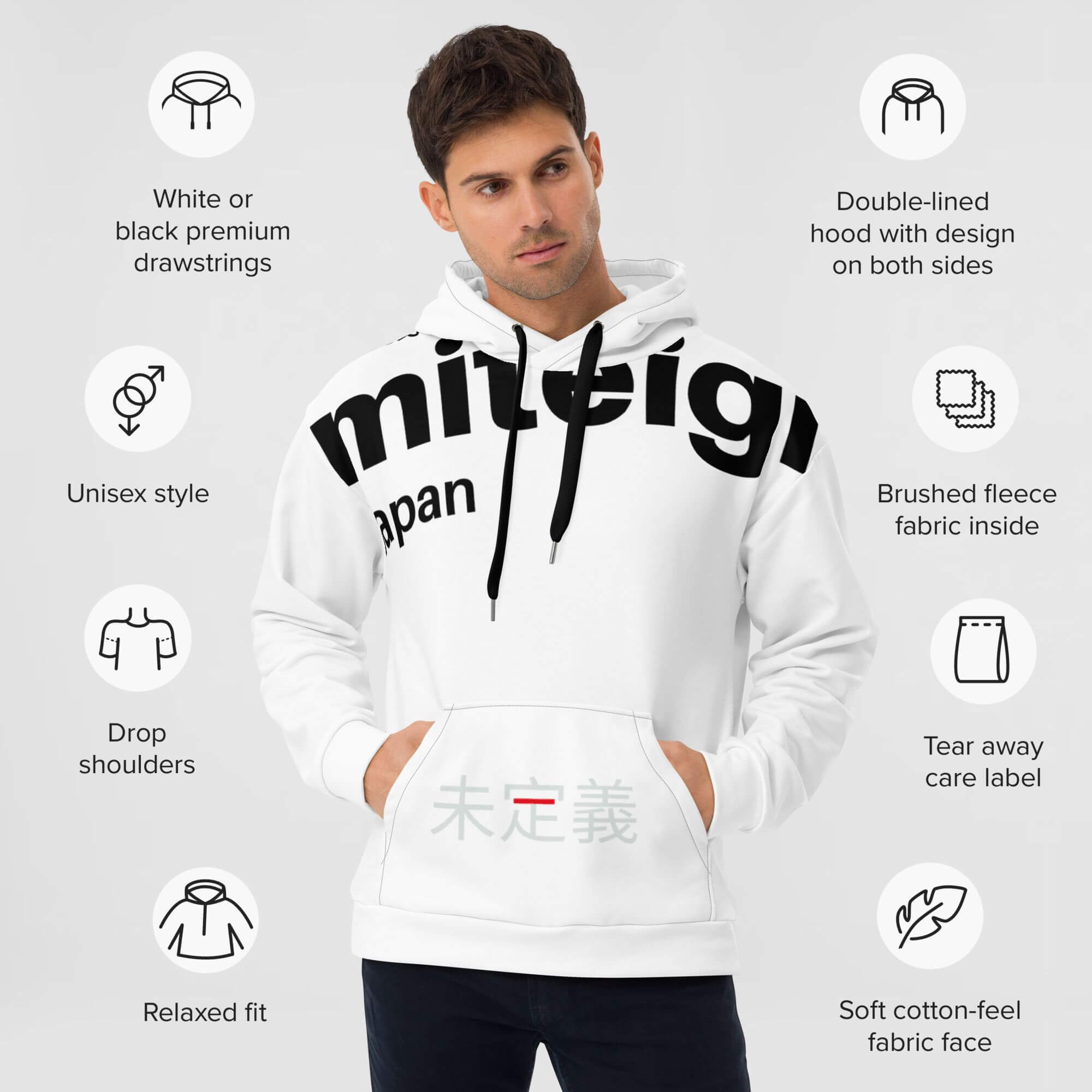 Y2k Hoodie miteigi Logo    Genderful Women’s Men’s gen z a generation youth hooded Undefined unisex anywear fitness sports sweatshirts for woman man in white with black platinum red design print Mens womens Petite-, tall-, plus- size Activewear