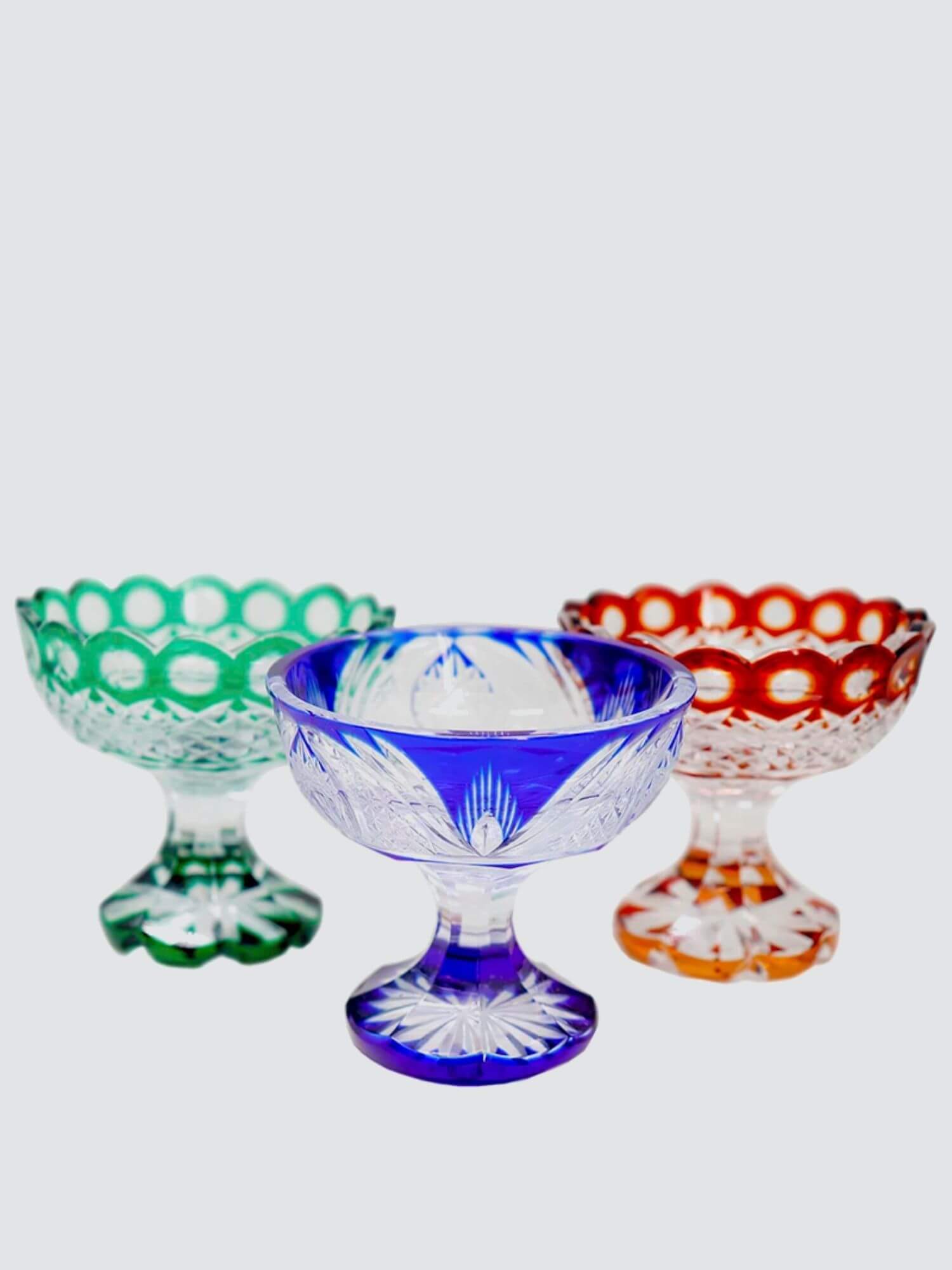 Luxury Crystal Glass Edo Kiriko Cocktail Cup   Japanese Hand Cut to Wine Goblet dessert glasses bar dinner glassware in sky blue, green, red