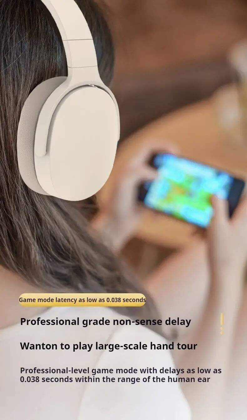 Wireless Bluetooth 5.3 Headphones Over Ear Hifi Stereo Headset True Sports With Earphones TF/AUX Music Player with HD Mic #P2961 in Khaki, Light Blue, Black, Orange
