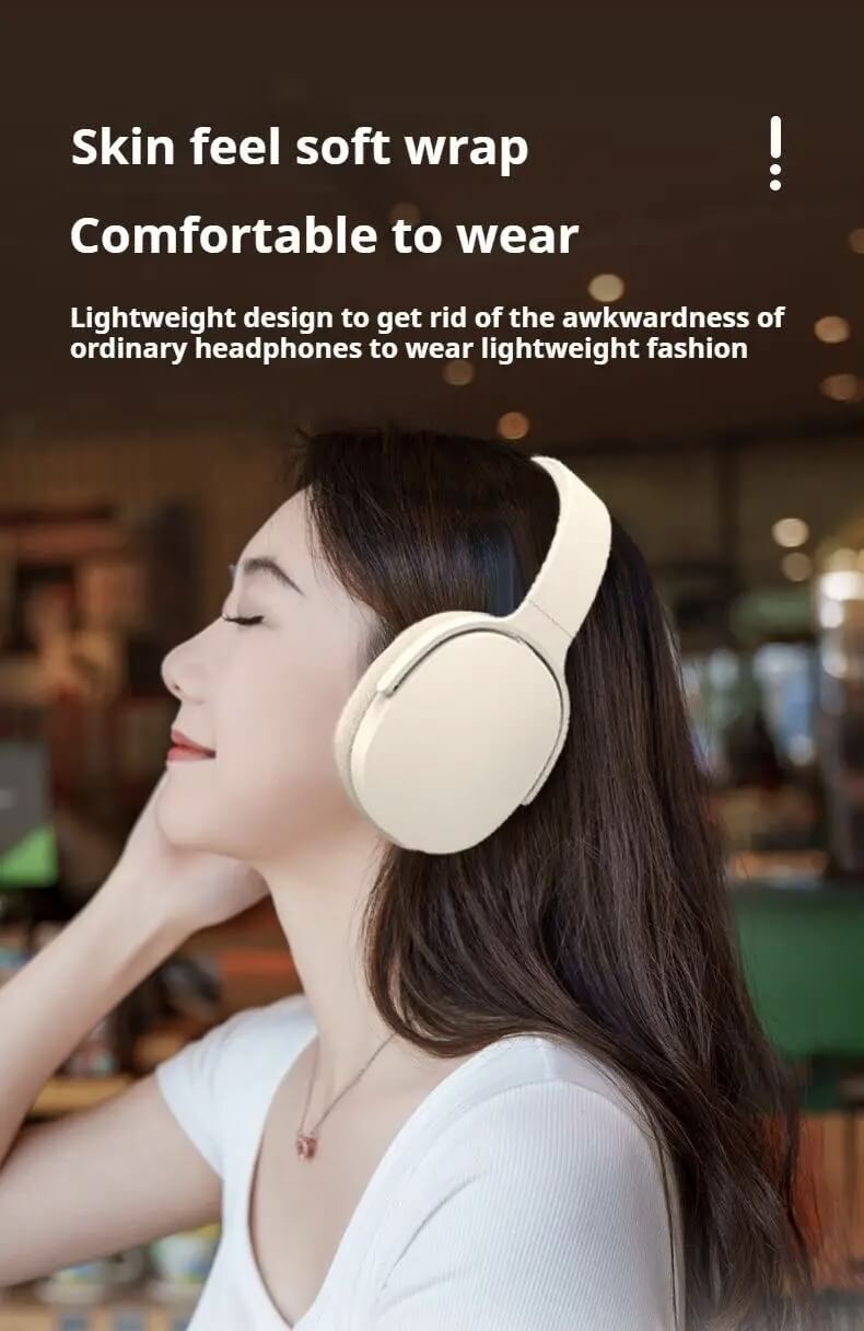 Wireless Bluetooth 5.3 Headphones Over Ear Hifi Stereo Headset True Sports With Earphones TF/AUX Music Player with HD Mic #P2961 in Khaki, Light Blue, Black, Orange