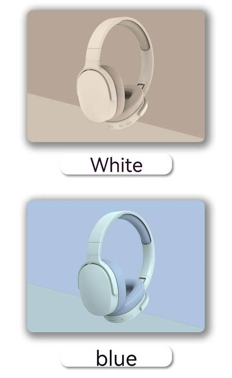 Wireless Bluetooth 5.3 Headphones Over Ear Hifi Stereo Headset True Sports With Earphones TF/AUX Music Player with HD Mic #P2961 in Khaki, Light Blue, Black, Orange
