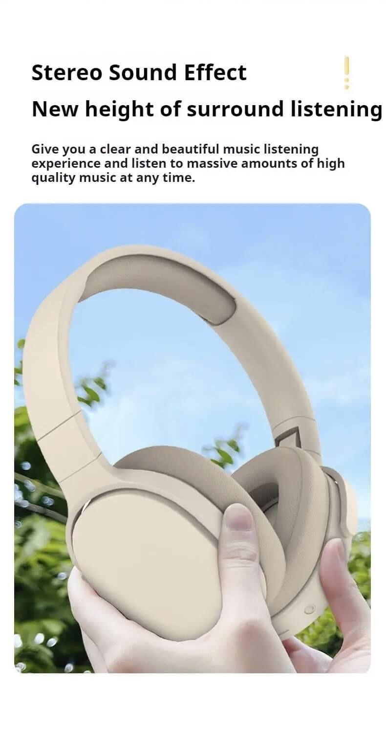 Wireless Bluetooth 5.3 Headphones Over Ear Hifi Stereo Headset True Sports With Earphones TF/AUX Music Player with HD Mic #P2961 in Khaki, Light Blue, Black, Orange