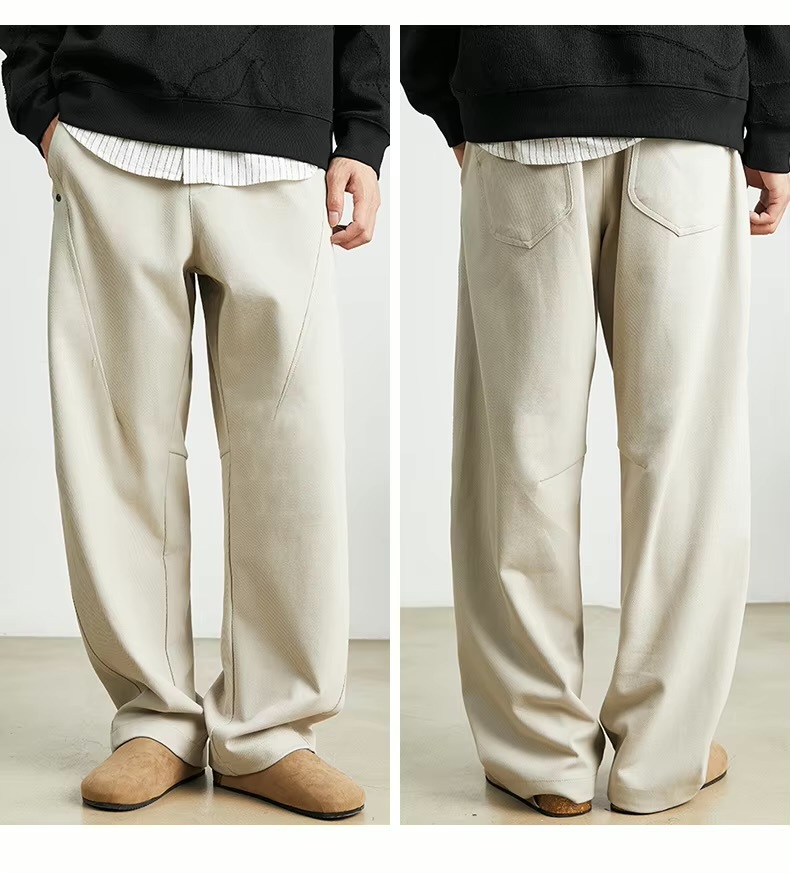Men’s man mens petite-, tall-, plus-, size Straight Loose American Youth Casual Straight Fashion Sports Thin Style S-3XL Mid-rise Wide-leg Pants Breathable Thin Trousers in apricot
