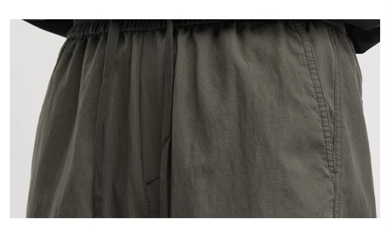 Men&rsquo;s man mens petite-, tall-, plus-, size Straight Loose American Youth Casual Straight Fashion Sports Thin Style S-3XL Mid-rise Wide-leg Pants Breathable Thin Trousers in army green
