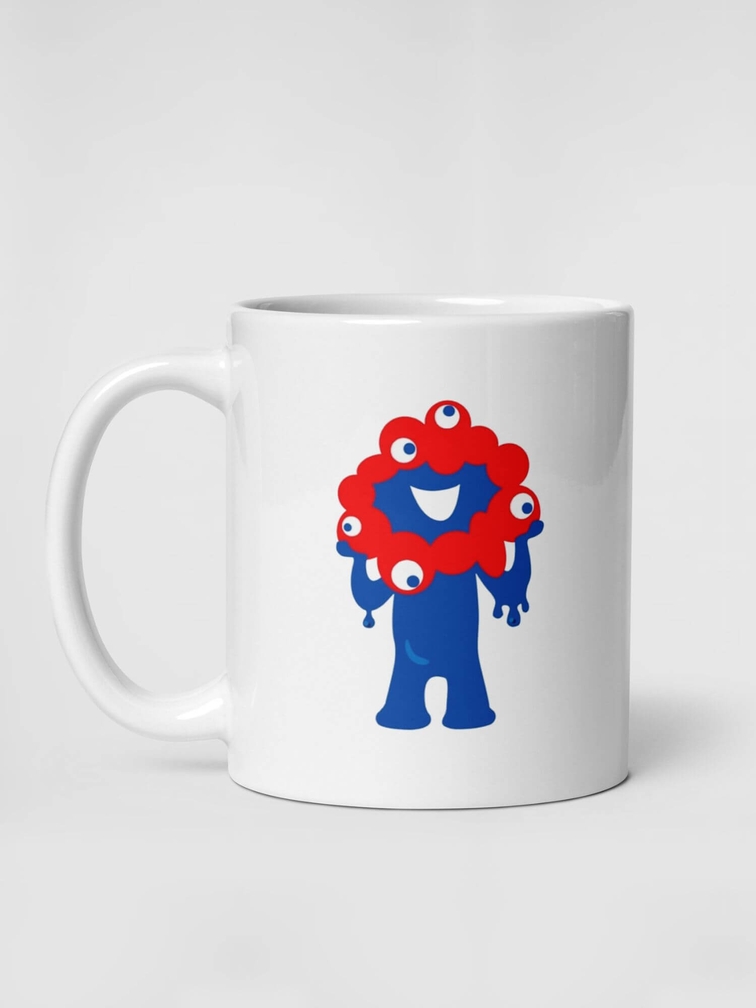 Osaka Expo 2025 Myaku-Myaku Mug        Japanese graphic elements Myaku-Myaku character Branded product item drinks cup coffee, tea, juice, milk drinking cups ceramics in white with red blue characters logo design pattern Ceramic Anime Gifts Kansai Japan manga souvenirs mugs