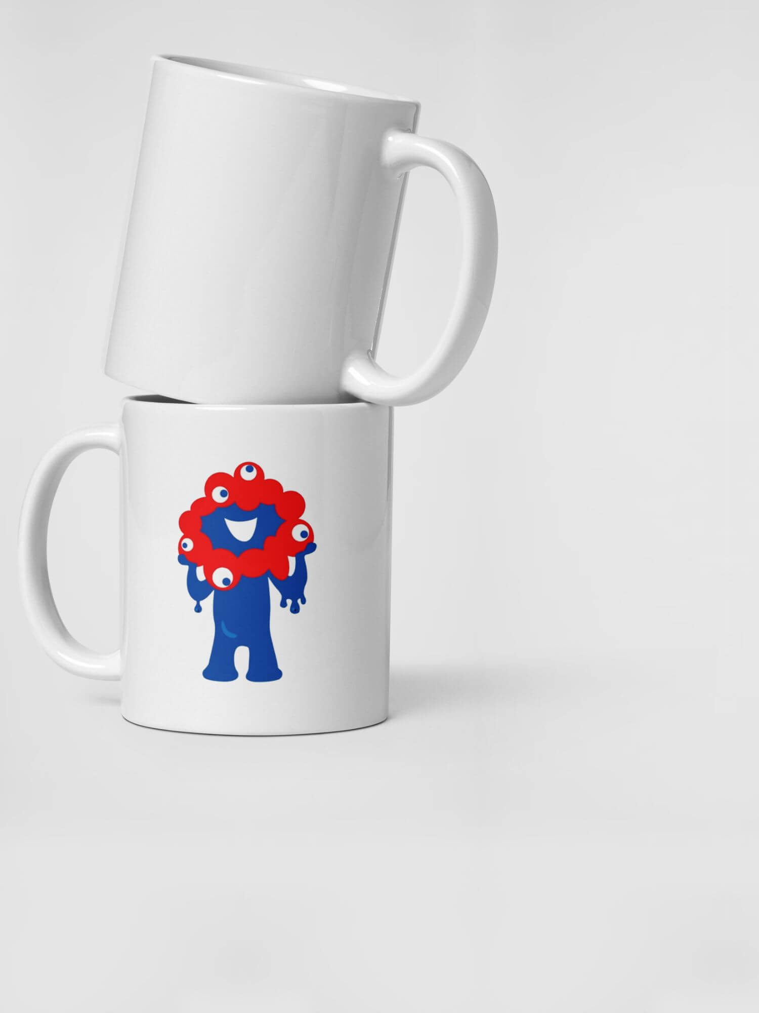Osaka Expo 2025 Myaku-Myaku Mug        Japanese graphic elements Myaku-Myaku character Branded product item drinks cup coffee, tea, juice, milk drinking cups ceramics in white with red blue characters logo design pattern Ceramic Anime Gifts Kansai Japan manga souvenirs mugs