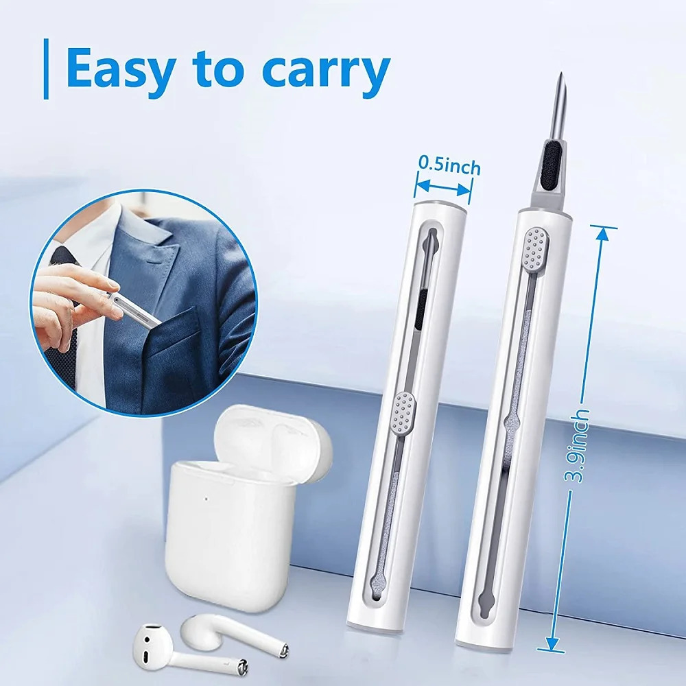 3 In 1 Cleaner Kit for Apple AirPods Pro 3 2 1 Bluetooth earphones cleaning cell smartphone tool with durable earbuds case, cleaner brush pen kits in white