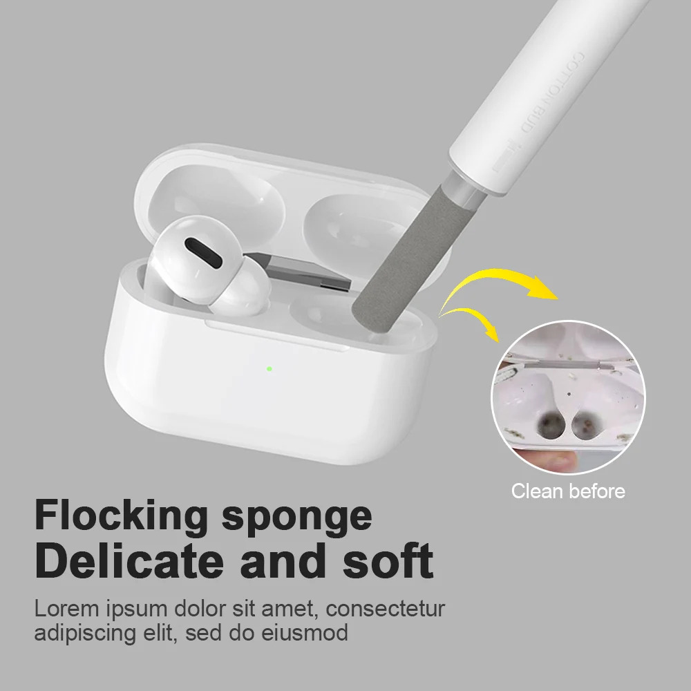 3 In 1 Cleaner Kit for Apple AirPods Pro 3 2 1 Bluetooth earphones cleaning cell smartphone tool with durable earbuds case, cleaner brush pen kits in white