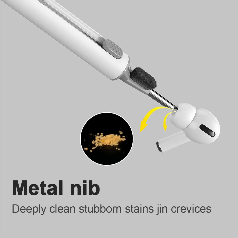 3 In 1 Cleaner Kit for Apple AirPods Pro 3 2 1 Bluetooth earphones cleaning cell smartphone tool with durable earbuds case, cleaner brush pen kits in white