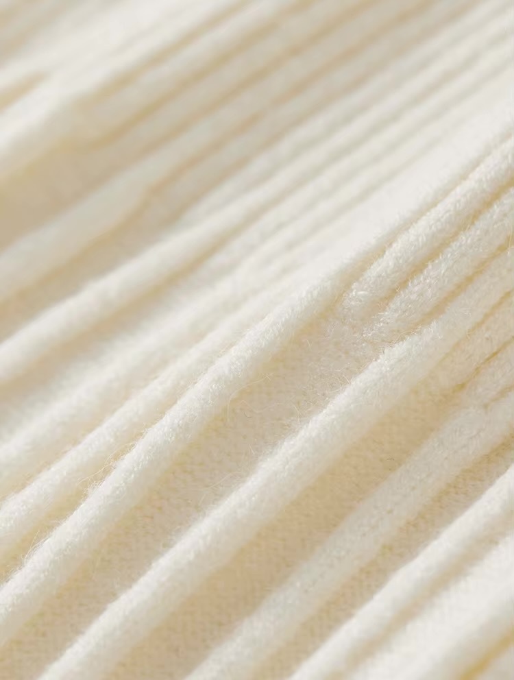 V-Neck Rib Knit Dress    Women’s solid knitted natural retract waist long sleeves comfort mid-calf ribbed pleated midi dresses for woman in apricot white Winter womans petite-, plus-, size pleats office wfh workwear vacation getaway holiday party clothing #W44L57207