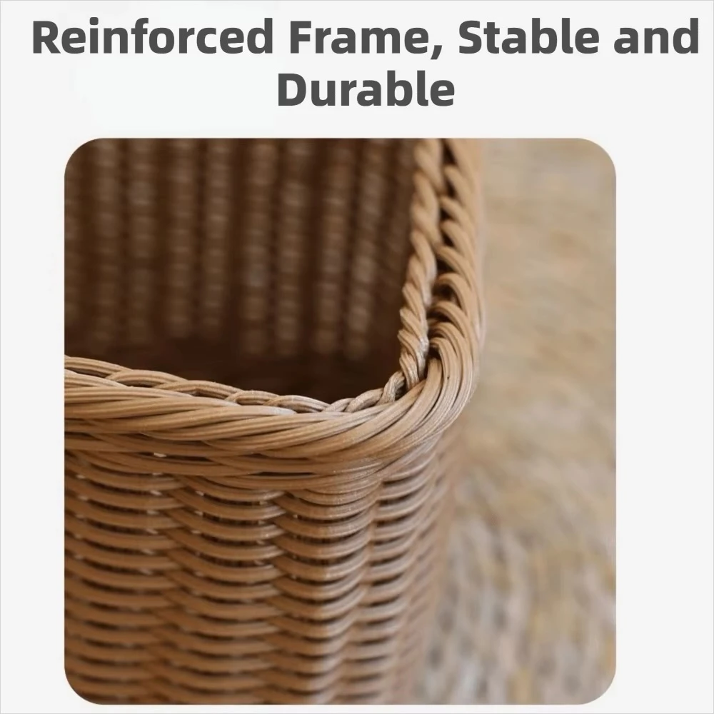 Light Luxury High-quality handcrafted triangular wicker rattan corner storage basket Laundry Miscellaneous baskets organizers in natural brown color
