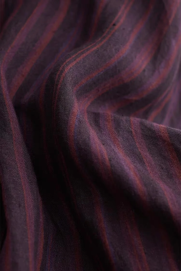 Women&rsquo;s woman womens petite-, tall-, plus-, size Light Luxury High-quality Elegant striped turndown collar button up long sleeves with drop shoulder and button close band cuffs linen big shirt stripes shirts in purple