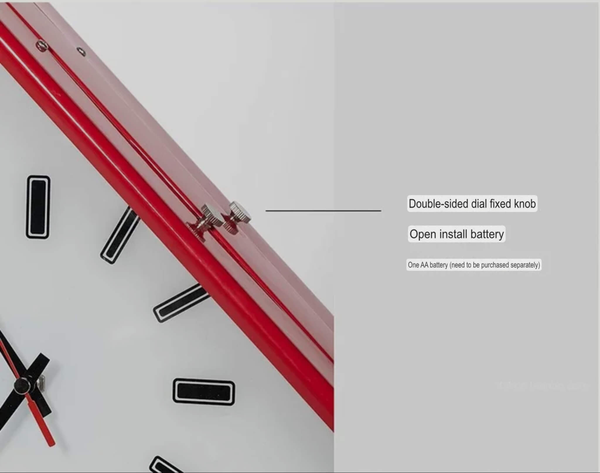 Retro classic vintage style Japanese Metal Wall Nordic Creative Living Room Design Corner strip light battery Double-sided Clocks Home Decor in red