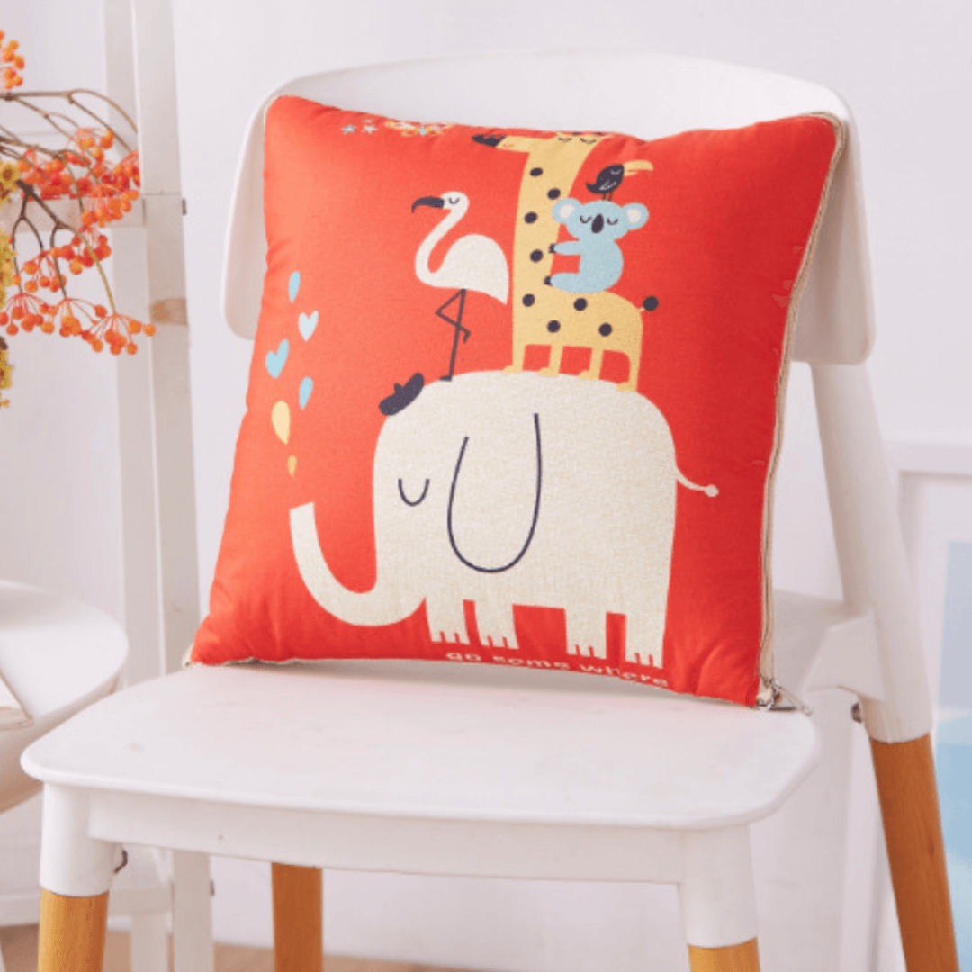 2-in-1 Pillow Quilt   Thailand 2 in 1 cotton warm cartoon foldable patchwork quilts Blanket bedding blankets printed home office car throw pillows cushion Quilts bed linen in elephant red multicolor Thai elephants