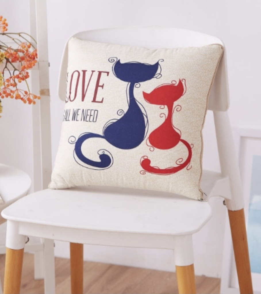 2-in-1 Pillow Patchwork Quilt    2 in 1 cotton warm cartoon foldable patchwork quilt bedding blankets printed home office car throw pillows cushion Quilts bed linen Blanket in LOVE Is All You Need Letter print cat blue red kitty cats