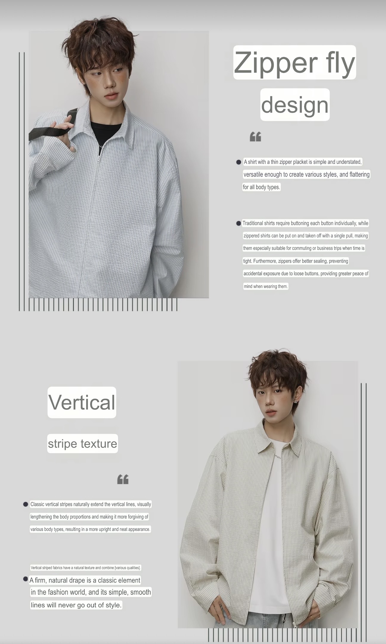 Men&rsquo;s man mens petite-, tall-, plus-, size Light Travel turn-down collar long sleeves with drop shoulder striped zipper close wfh office commute Workwear Streetwear Premium Trendy Spring Summer Fall Autumn Jacket Outerwear outdoor Outwear Jackets in light blue-, apricot-, with white stripes
