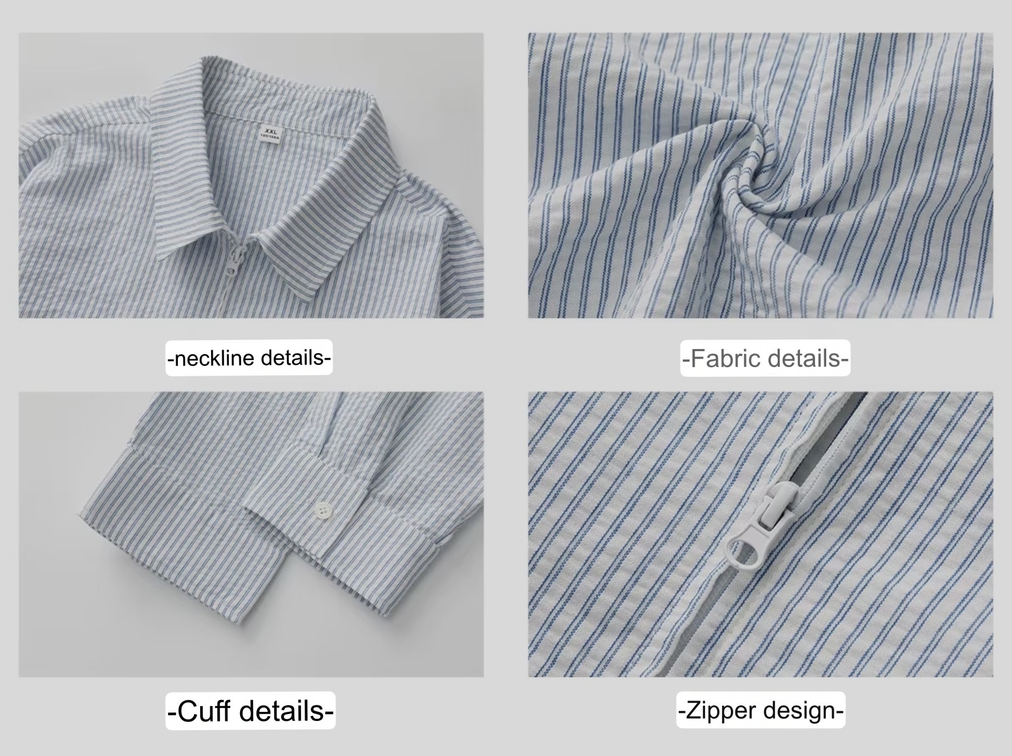 Men&rsquo;s man mens petite-, tall-, plus-, size Light Travel turn-down collar long sleeves with drop shoulder striped zipper close wfh office commute Workwear Streetwear Premium Trendy Spring Summer Fall Autumn Jacket Outerwear outdoor Outwear Jackets in light blue-, apricot-, with white stripes