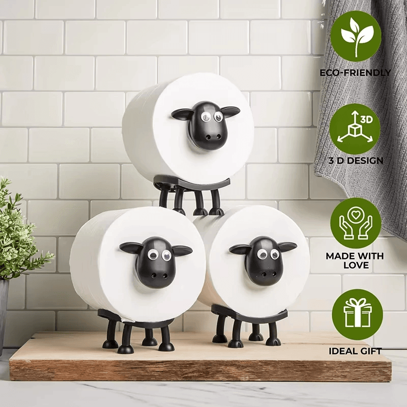 Cute Shawn the black Sheep Dog Shape Toilet Tissue Rack Free Standing Storage Roll Paper Holder Animal Shape Decorative Toilet Paper Racks fun gifting gifts